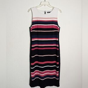 White House Black Market Womens Dress Stripes Rose Petal Pink Multicolor Size 12